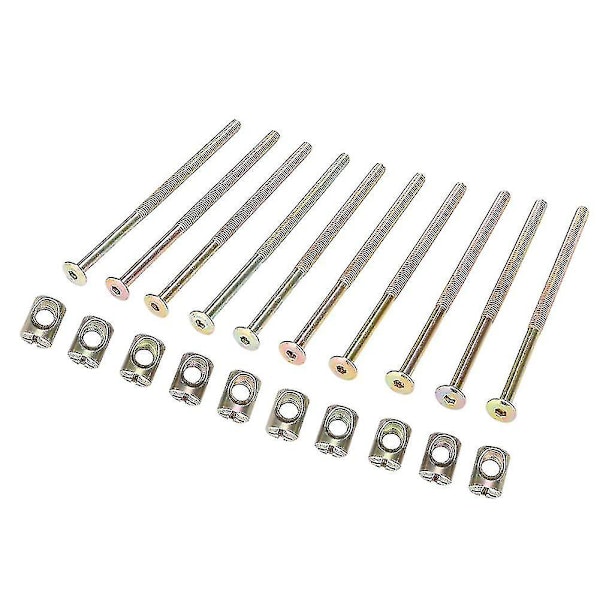 10 st M6 Kolstål 120mm Möbelbultar Med 6mm Tunnhylsmutter Koppling Fäste_tw