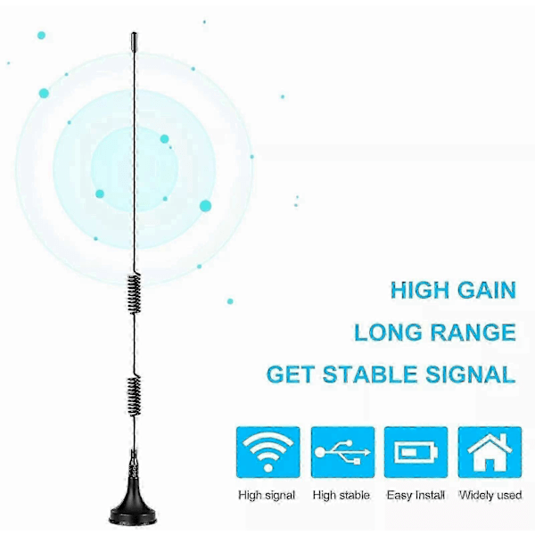 DAB UKW FM Radioantenn - 7dBi Magnetisk Bas med 3m Kabel för Förbättrad Digital Radiosignal (FCC)