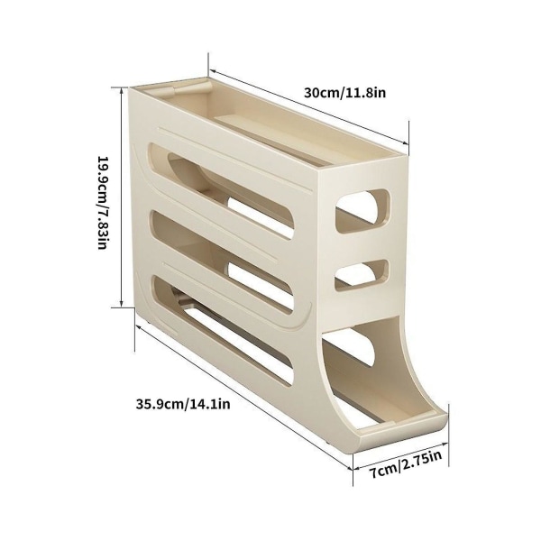Äggdispenser Automatisk Rullande Äggställ Box Organiseringsställ Kylförvaring 30 ägg, Kampanj[C] Creamy White