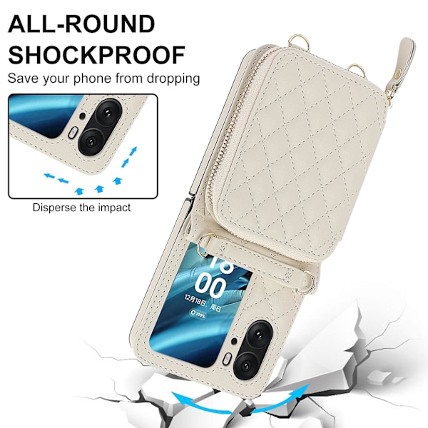 Korthållare-fodral med rombstruktur för OPPO Find N2 Flip White