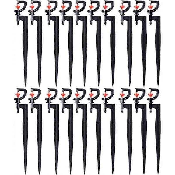 Kastelu-suihkut, 20 kpl, G-tyyppi 180 asteen kiertävä mikrosuihku, puutarhan, kasvihuoneen, nurmikon kasteluun 4/7 kasteluletkulla 20 cm