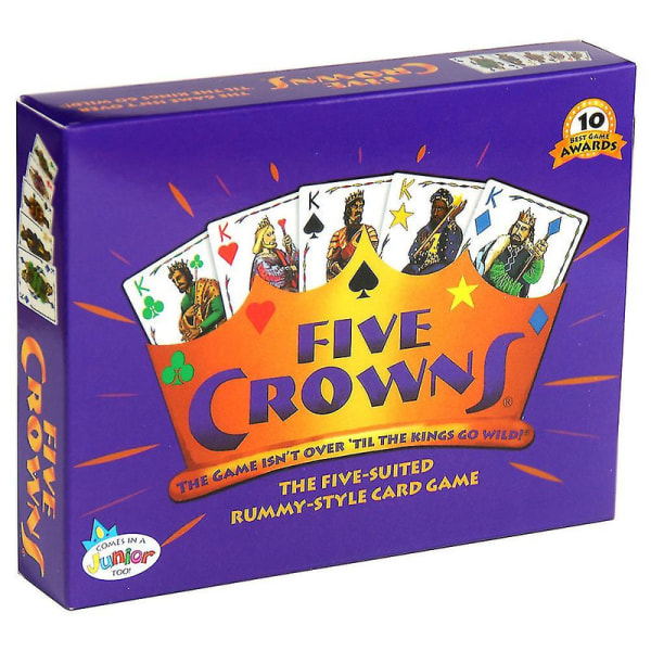 Five Crowns - Spelet är inte över förrän The Kings Go Wild! - 5 kortspel i rummy-stil - Klassiskt brädspel för familjefest - för åldrar över 8 år
