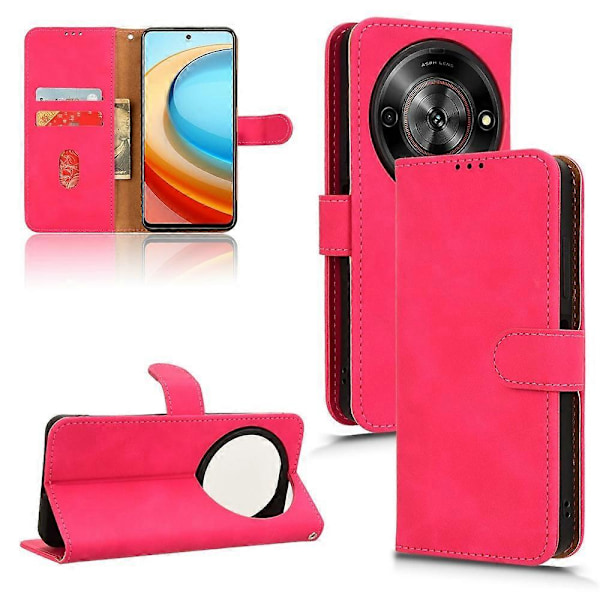 Lederetui for ZTE Blade A75 5G - Skin-Feel, Anti-Drop, Lommebok, Flipdeksel - Grønn Multicolor Red