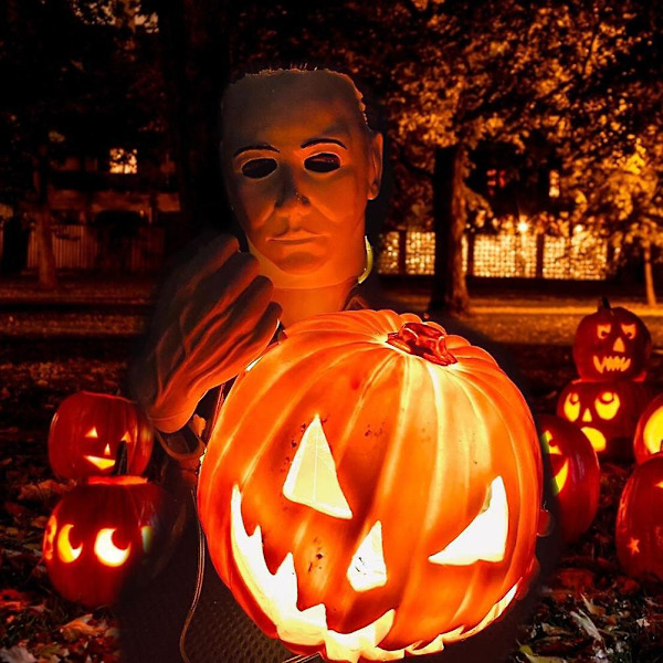 Lysende Michael Myers Statue Halloween Dekoration Sam Trick 'r Treat Med Græskar Gyserfilm Havegnomer Dekoration Harpiks[C] With Light