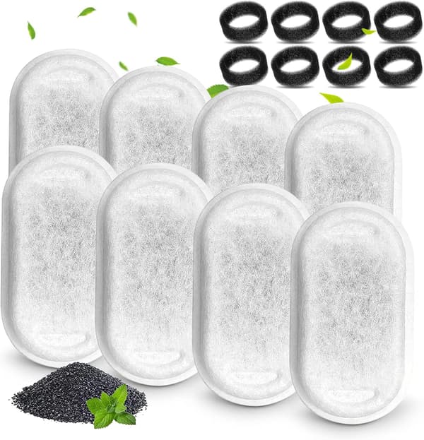 Rostfritt stål fontänfilter 8-pack utbytbart kattungefontän
