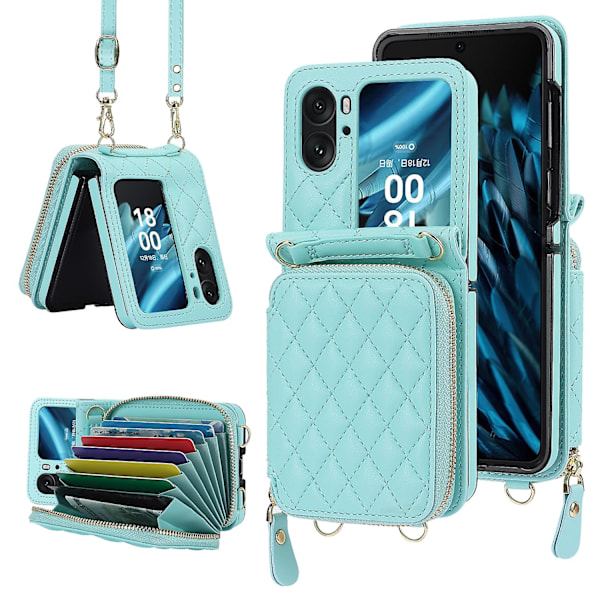 Kortholderveske med rombisk tekstur for OPPO Find N2 Flip Green