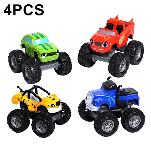 2023 Nya Heta Blaze And The Monster Machines Racers 4-pack, Set med Die-Cast Metalliska Push-along-fordon för Förskolebarn 3 År och Äldre