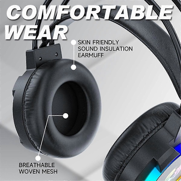Gaming Headset 7.1 Stereo Surround Bass Headset Computer Gaming Console Med Mikrofon Rgb Headset