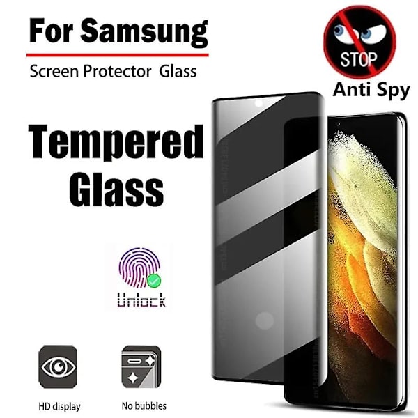 Personvern Herdet Glass Samsung Galaxy S22 Ultra Skjermbeskytter Anti-Spy Fingeravtrykk Opplåsing