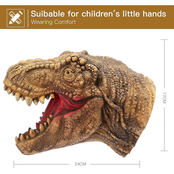 Dinosaurie Handdockor Leksaker Latex Raptor Realistiska Mjuka Dino Djurhuvud Leksak Set T-rex Dockor Tyrannosaurus, Stegosaurus, Triceratops 3 Pack