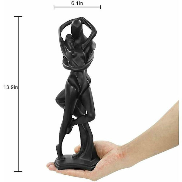 Hartsfigur i Resin 28cm - Present till Bröllopsdag Jul - Kärleksfigur, Minimalistisk Staty Dekoration för Sovrum, Kontor (Svart 2)