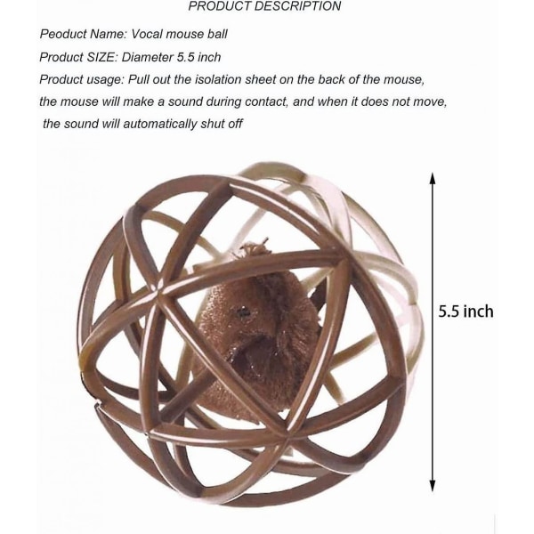 Katt Leksak Boll Cat Mouse Ball Bur Katt Mus Leksak Katt Interaktiv Leksak Pipande Mus Katt Leksak, Katt Mus Boll Leksak[C]