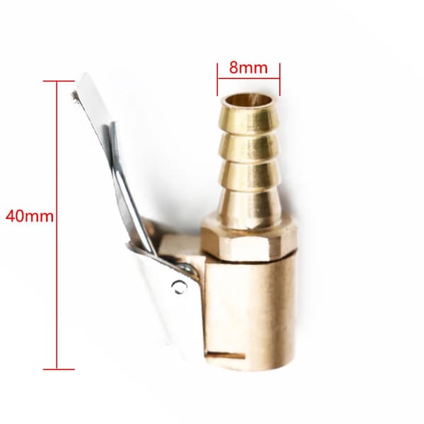 Ny avanceret bildæk luftchuck oppustningspumpe ventilforbindelse klemmeadapter bil messing 8mm dækhjulventil til oppustelig pumpe[C]