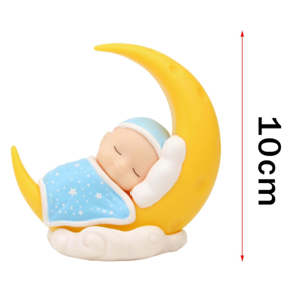 2x Sovende Baby Måne Ornamenter Leker Kakepynt til Kake Bil Hjem (C)