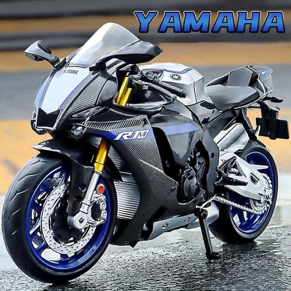 1:12 Yamaha YZF-R1M 60-årsjubileumsmodell av motorsykkel - Lekebil, samleobjekt, Autobike, støtdemper, terrengsykkel, leketøybil Blue no box