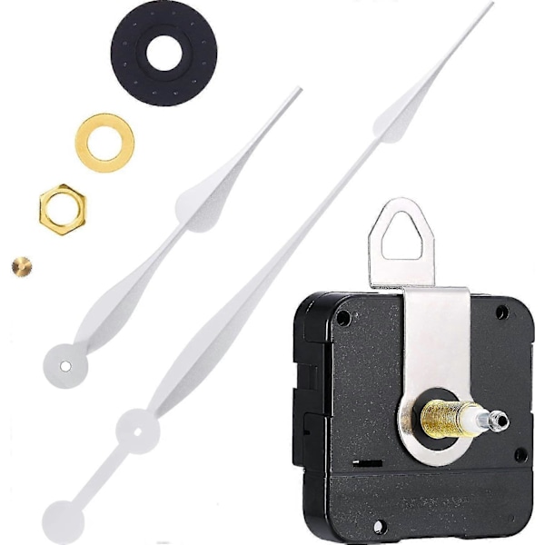 Klockmekanism med högt vridmoment och lång axel med 30 cm långa spadformade visare (silver)