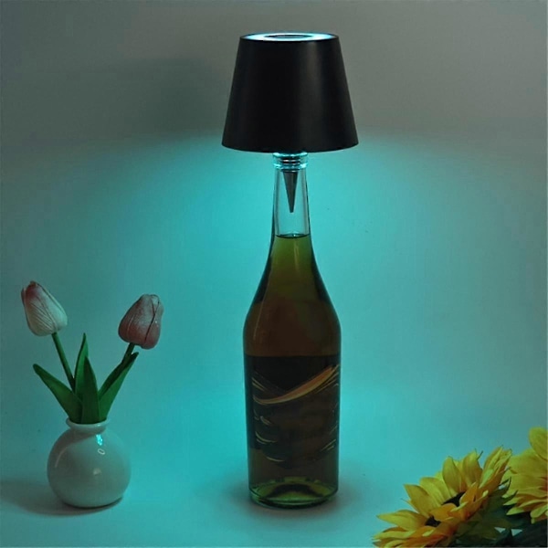 LED Flasklampa Touch Trådlös Bordslampa RGB och 3 Färger Flasklampa för Inomhus/Utomhus Restauranger och Barer Svart (C)