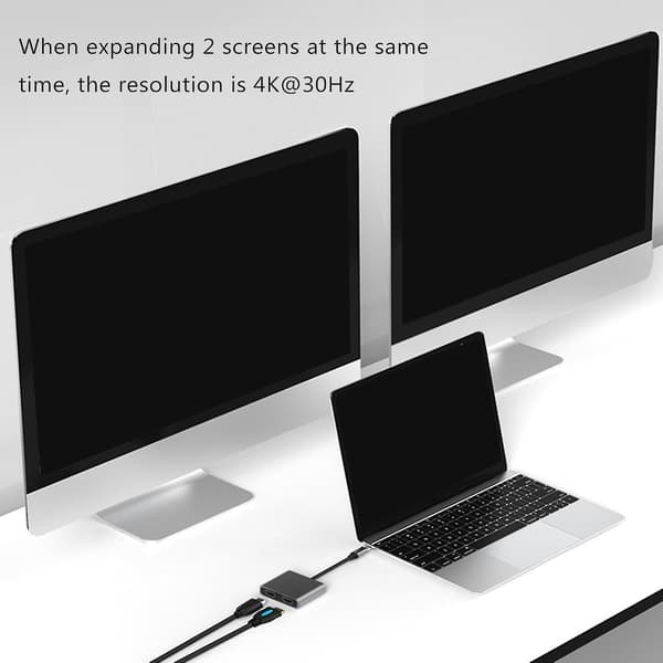 USB-C Hub til Dobbelt HDMI-kompatibel 4K 60Hz Dobbelt Skærmudvidelse Type C Dock