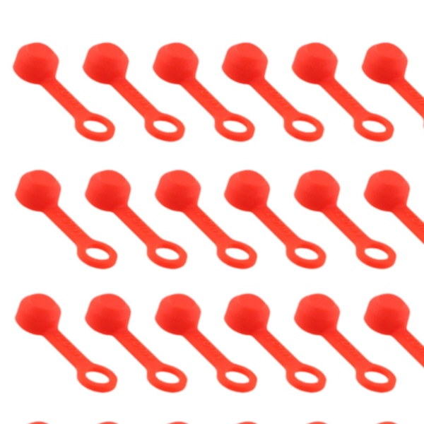 50x Cykelbroms Luftningsgummihattar Hydraulisk Bromsok Nippel Dammskydd Svart Röd (C)