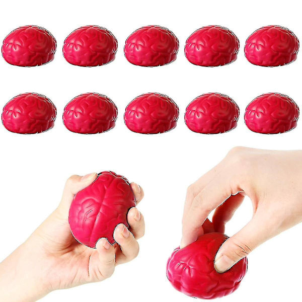12 st Stressbollar i Hjärnform - Handmuskelträning, Tryckboll, Hjärnleksak, Rolig Stressavlastning, Recog