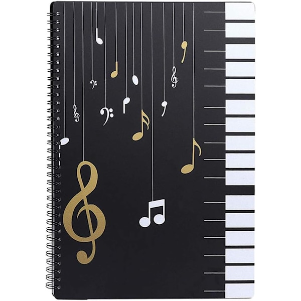 Lommefolder / Opbevaringsmappe til noder / 30 lommer / Opbevaringsmappe til noder til musikere / Klaver tangenter
