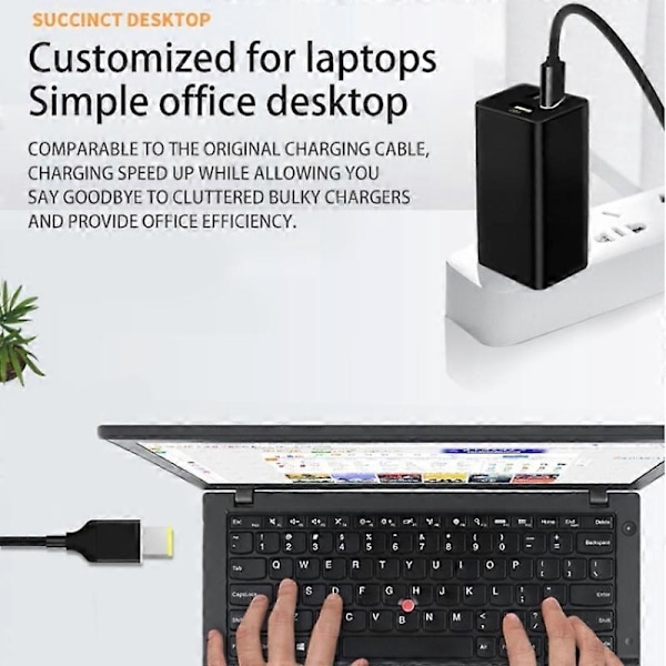 För Lenovo Dator 135W Typ-C till Fyrkantig Strömladdningskabel 1.8m Laddningssladd (C)