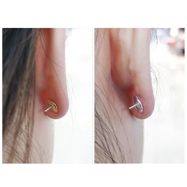 Jousikorvakorun taustat, korvaavat lukittavat taustat, lukittavat korvakorun taustat, 6 mm, valkokultainen väri (C)