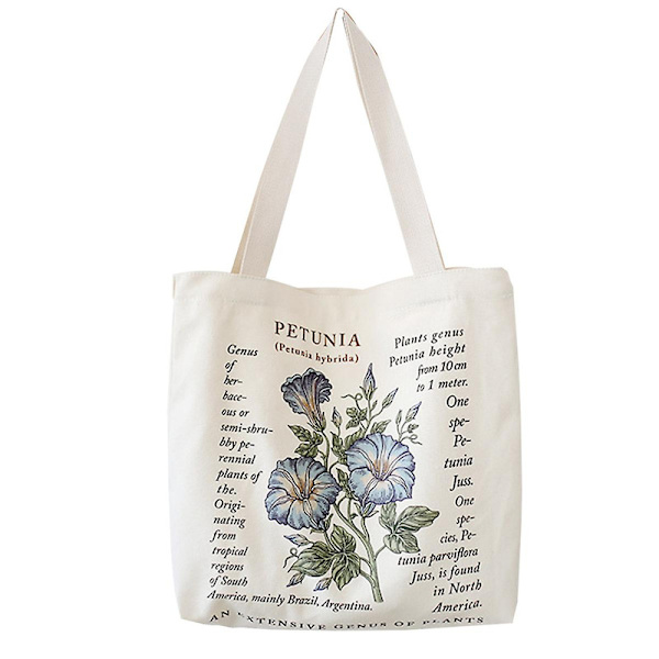Kxj-canvas Tote Bag Æstetisk - Lynlås Tote Bag Med Indvendig Lomme Af Skulder Tote Tasker Til Kvinder Shopping Skole Petunia