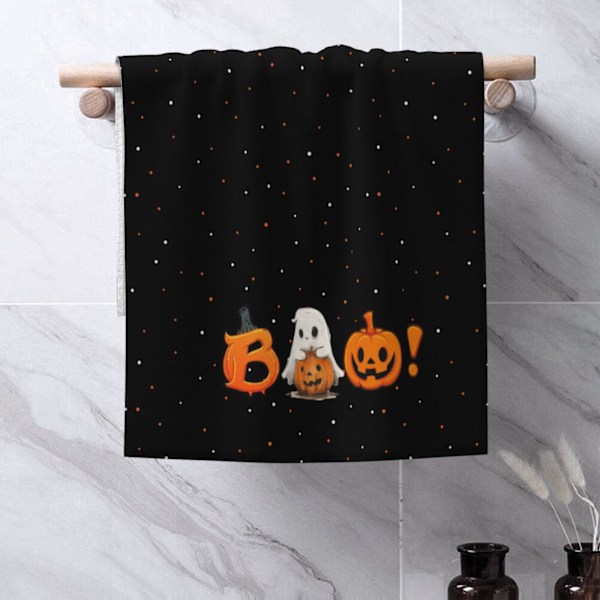 2-pack Halloween Handdukar - Supersoft Polyester, Högabsorberande Dekorativa Handdukar för Kök & Badrum med Roliga Skalle, Katt, Pumpa & Mönster, 18x26