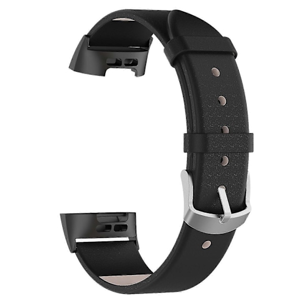 Fitbit Charge Tilbehør Sort Ægte Læder Urrem Rustfrit Stål Spænde