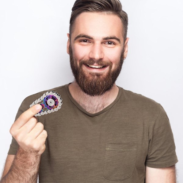 Sykkelkjede Gir Fidget Spinner Metall Tannhjul Kjede Fidget Dekompresjonsleke 2024 multicolor