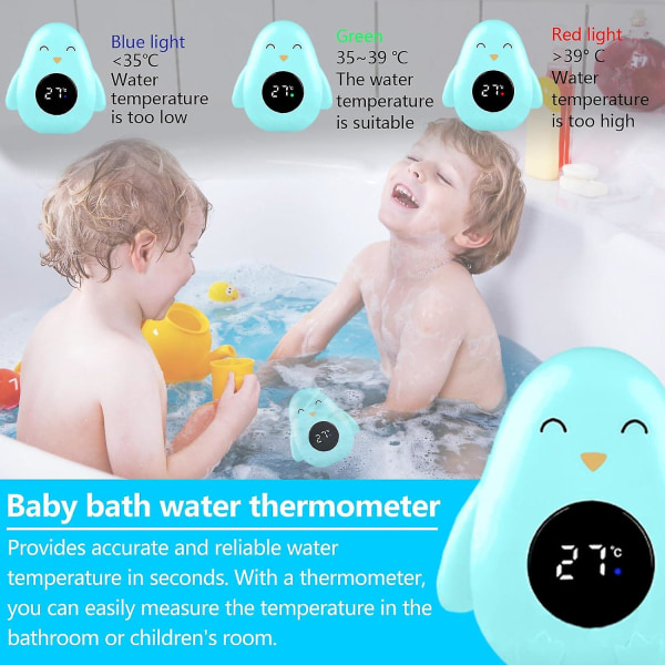 Baby , badvattentemperaturmätare, LED-badtermometer, flytande leksak för baby , baby och termometerC[C] Green Penguin