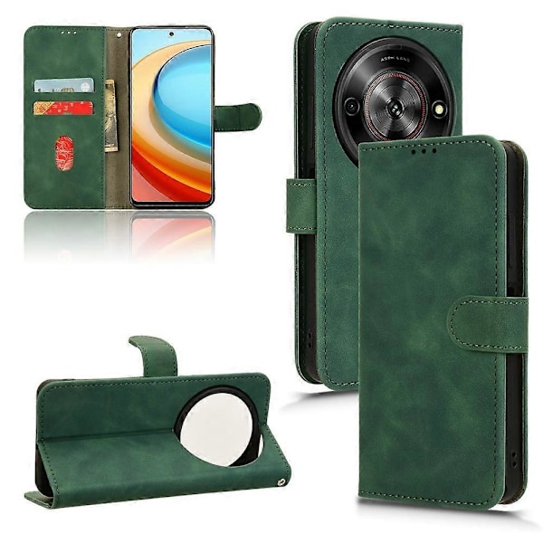 Læderetui til ZTE Blade A75 5G - Hudvenlig, Anti-Drop, Wallet Flip Cover Multicolor Green