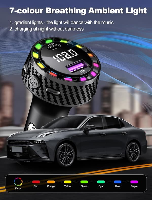 Handsfree Bluetooth-sarja autoon, 30W FM-lähetin, tukee USB-asemaa[C]