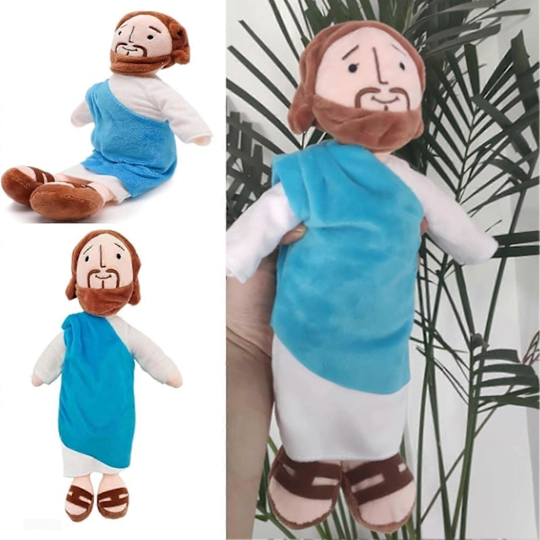 1 st My-Friend Jesus Plyschdocka Gud Plushie Frälsare med Leende Lekdockor för Tonåringar Barn Hem Soffa Dekoration 2pcs