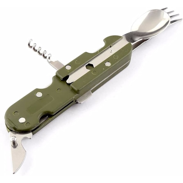 Fällbar bestickset för middag - Armégryn - Bärbar - Picknick - Rostfritt stål - Spork - Gaffel - Reseset - Sked - Camping - Utomhusbestick
