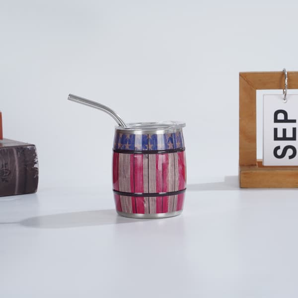 Tilpasselig Mini Ølkrus i Rustfrit Stål med Sugerør – Bærbar Drikkebeholder Blå hink 3oz