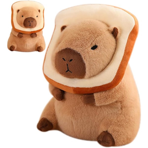 Uppstoppad Capybara Djurdocka, 30cm Capybara Plyschleksak med Bröd Huvudskydd, Söt Realistisk Capybara Gnagar Plyschkudde Gåvor (C)