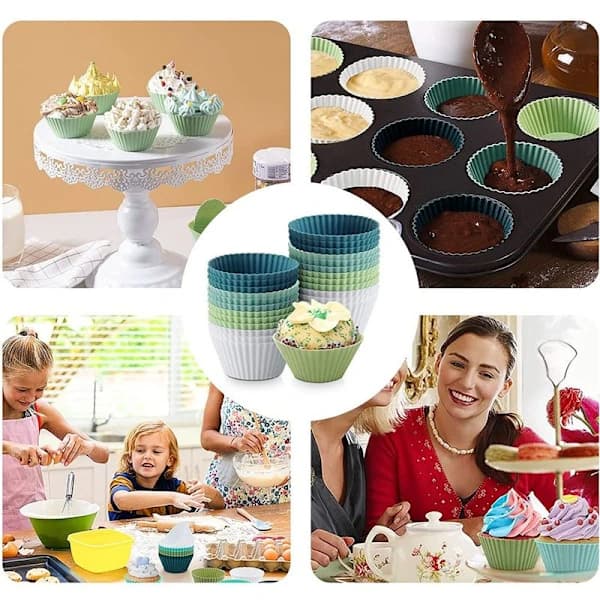 Silikon muffinsformar, silikon bakformar, silikon muffinsformar 16-pack