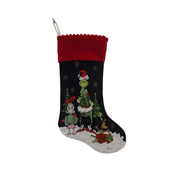 Julgransprydnad med Grinch-strumpa för julklapp, juldekoration för hemmet