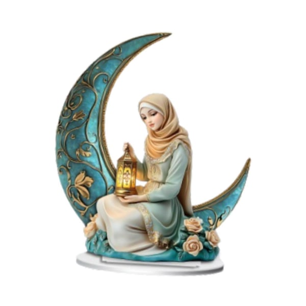 2D Månefe Statue Gave Fe i Månen Figur for Hylle Studierom Soverom (C)