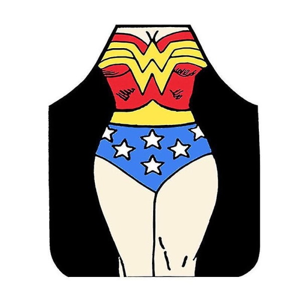 Voksne Novelty Print Madlavningskokkeforklæde Fest Middag Grill Køkken Bib Kjole[C] wonder woman