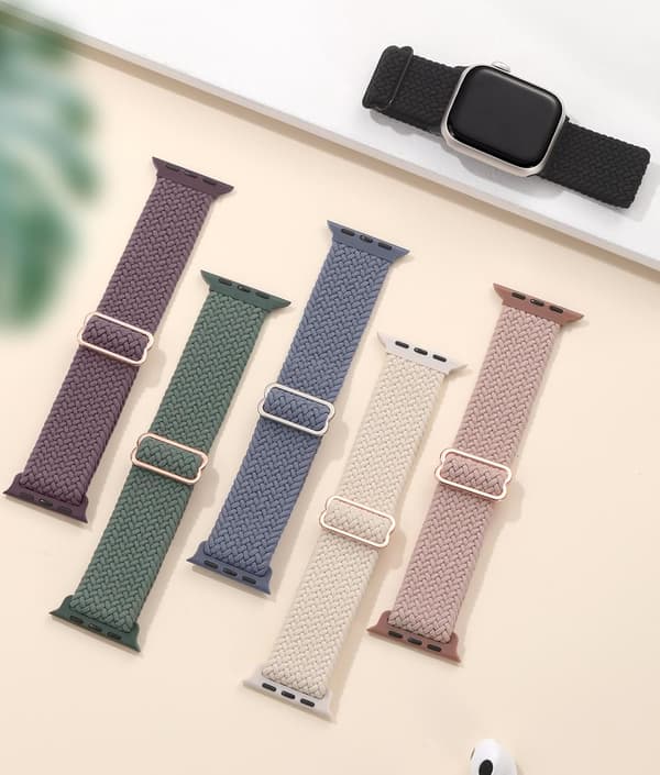 Apple Watch-kompatibel nylonrem til mænd og kvinder, justerbar elastisk rem til 40 mm, 38 mm, 41 mm Solo Loop-rem[C]