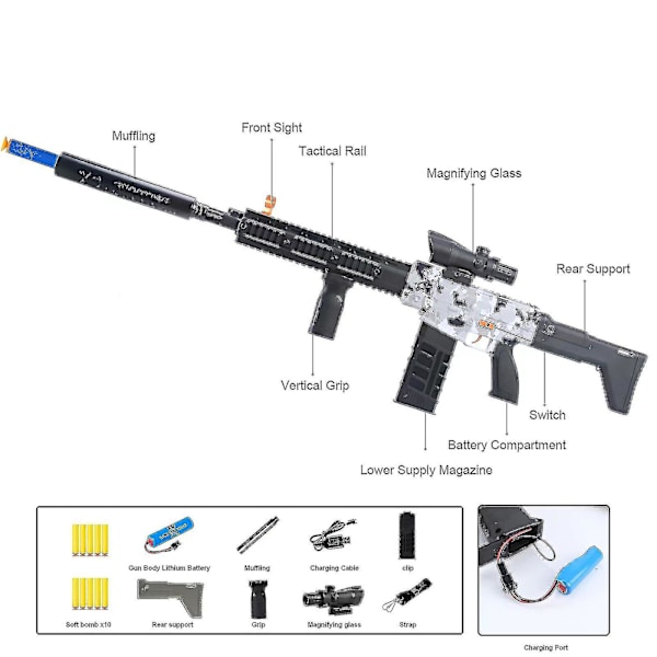 Realist Leksakspistol För Nerf Guns Darts Automatisk Sniper Rifle Med Kikarsikte, 100% Ny