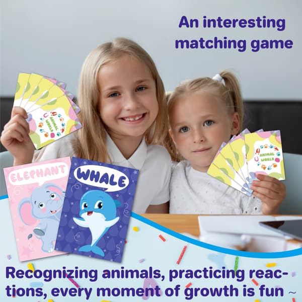Engelske Flashcards til Børn – Dyr & Mad Memory Match, 72 Kort Læresæt