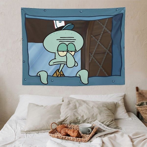 Rolig Squidward Titta på Dig Väggbonad för College Dorm, Sovrum och Vardagsrum Heminredning, Bläckfisk Cartoon Väggbonader Hängande för Presenter 30\"x40\"