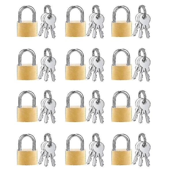 12 Pack Mini Padlock Small Padlock Solid Brass Locks With 3 Key For Luggage Lock,backpack,gym Locke Z-Good