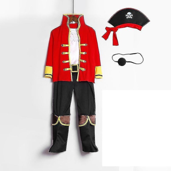 Barn Pirates Of The Caribbean Kostym för rollspel Barnens dag kostym för Halloween Cosplay red M 120-130