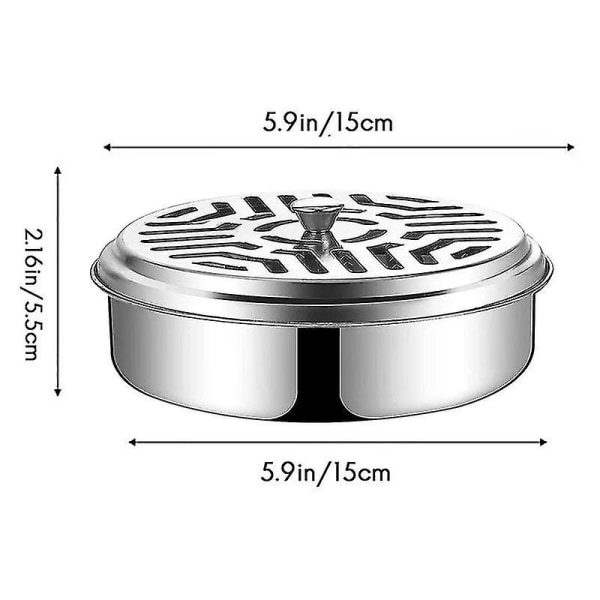 Rostfritt stålhållare för myggspiraler, brandsäker myggspiralbehållare, bärbar metallisk M A[C] Silver