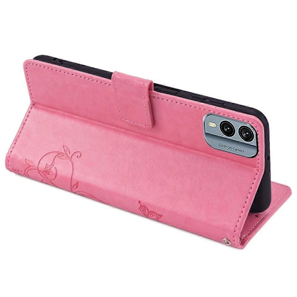 Nokia X30 5G Skal med Handrem Plånbok Flip PU Läder Fjäril Blomma Telefonfodral Multicolor Style C